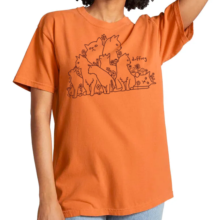 Cat Bouquet T-Shirt Burnt Orange