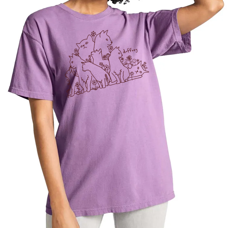 Cat Bouquet T-Shirt Orchid