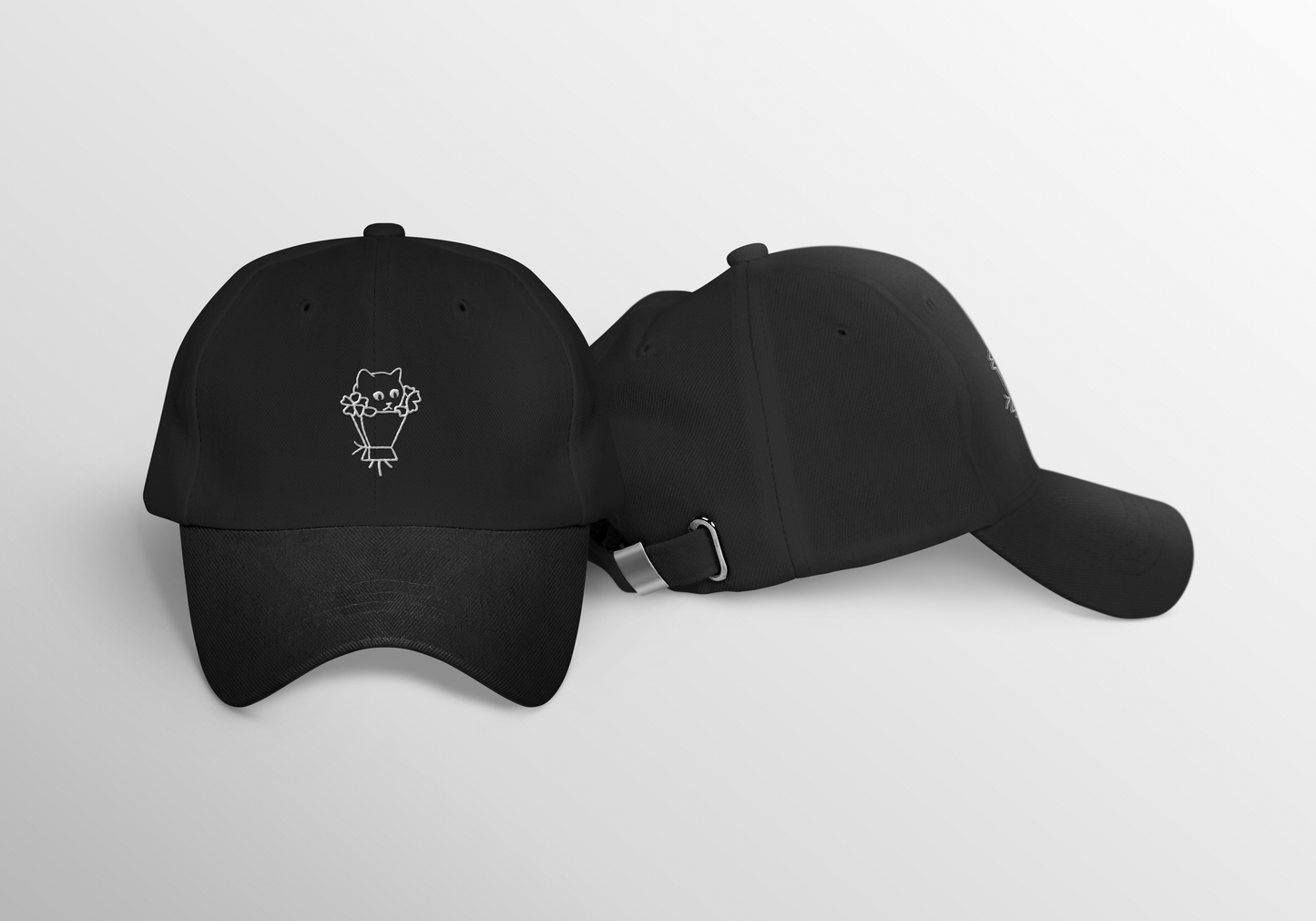 Cat Bouquet Dad Hat - Black