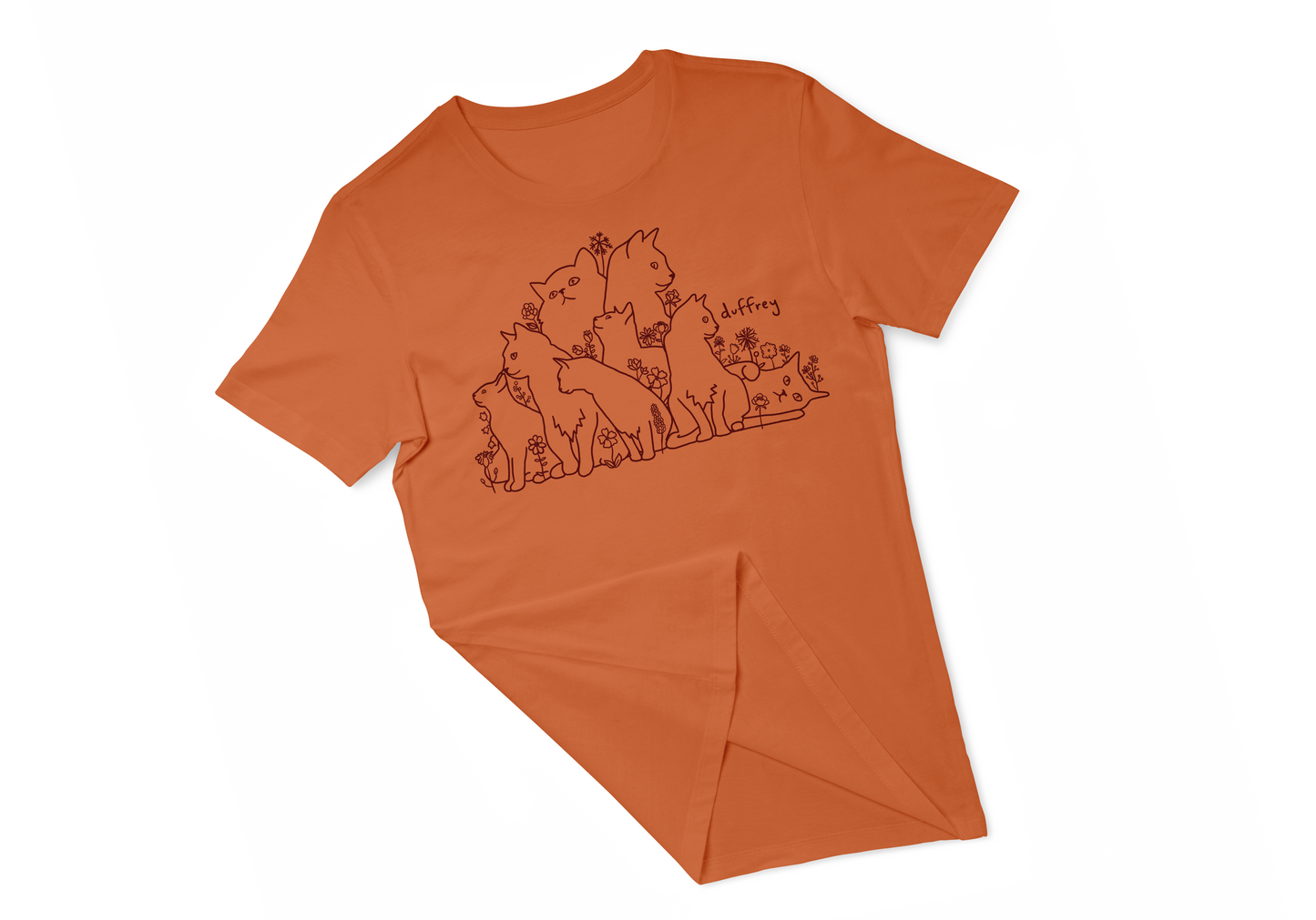 Cat Bouquet T-Shirt Burnt Orange